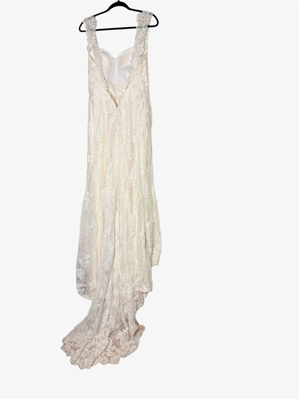 Cocomelody Lace Wedding Dress Sweetheart Illusion Back Layered A-Line Train - Picture 3 of 12